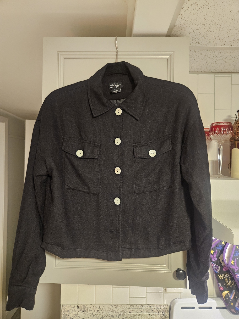 Nicole Miller Women's Black Button-Front Jacket